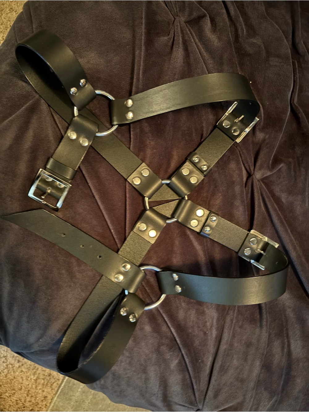 Black Leather Chest Harness for Men - Adjustable Strap Harness